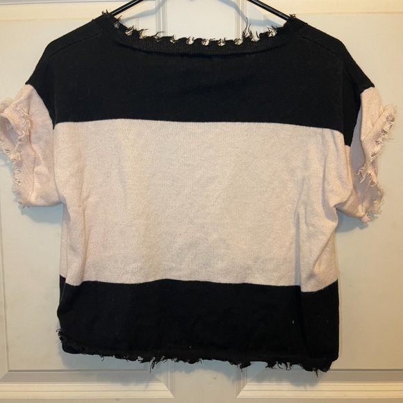 Nation LTD Womens Small Shark bite Sweater Pullover Distressed Alpaca Colorblock - Picture 3 of 5